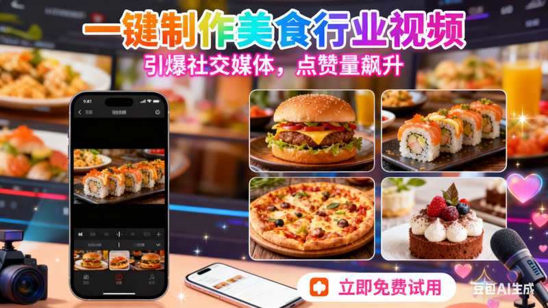 一键制作美食行业视频【速创剪映小助手】-星舰联盟