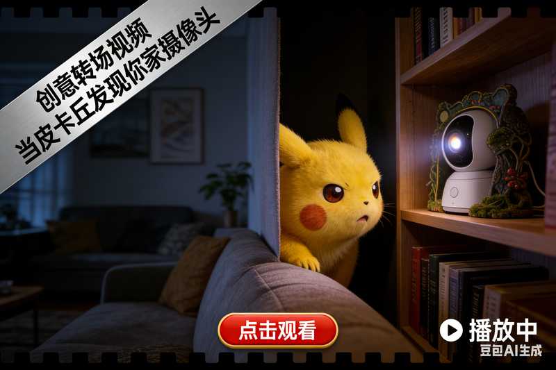 创意转场视频|当皮卡丘发现你家摄像头-星舰联盟